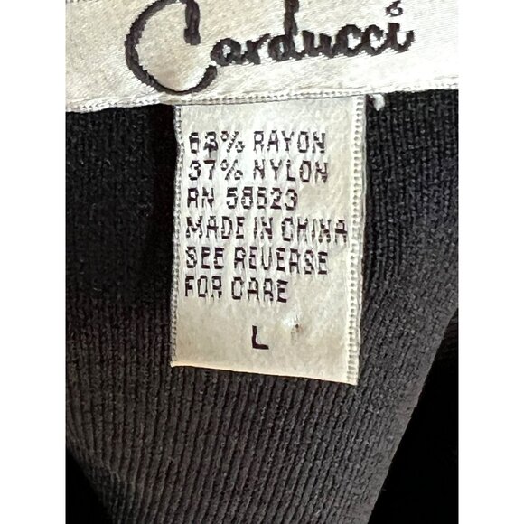 Vintage 90s Retro Carducci Black Long Sleeve Sweater W/ White Dotted & Red Trim - Picture 4 of 6